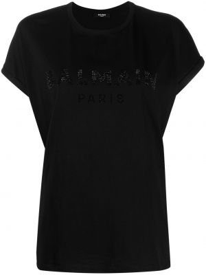 T-shirt con cristalli Balmain nero