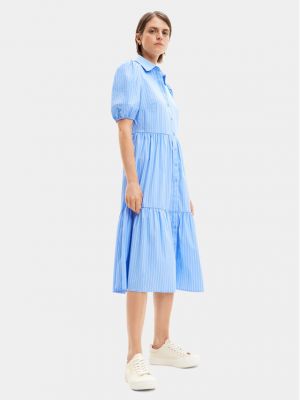 Voľné priliehavé košeľové šaty Desigual modrá