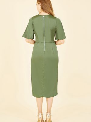 Атласное платье миди Yumi зеленое