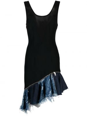 Ασύμμετρη αμάνικη κοκτέιλ φόρεμα με βολάν John Richmond μαύρο