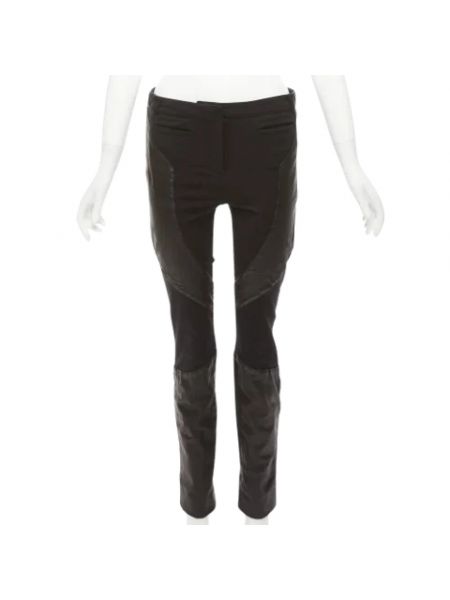 Spodnie z tkaniny skórzane Givenchy Pre-owned czarne