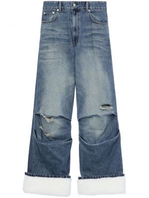 Roztrhané džínsy s rovným strihom We11done modrá