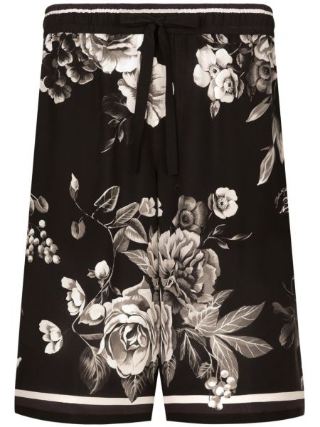 Svilene kratke hlače s cvetličnim vzorcem s potiskom Dolce & Gabbana