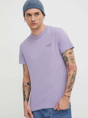 Koszulka bawełniana Superdry fioletowa