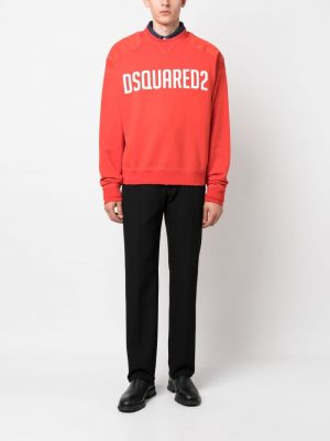 Bavlněný svetr s potiskem Dsquared2 červený