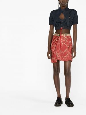 Drapované květinové mini sukně s potiskem Vivienne Westwood červené