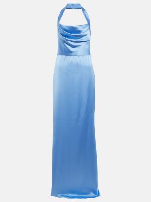 Satīna maksi kleita ar drapējumu Rasario zils