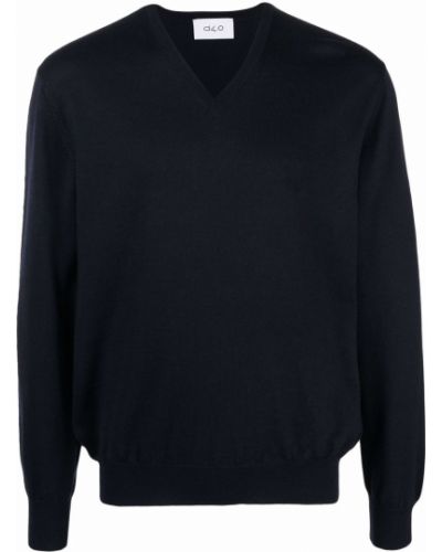Плетен пуловер с v-образно деколте D4.0 синьо