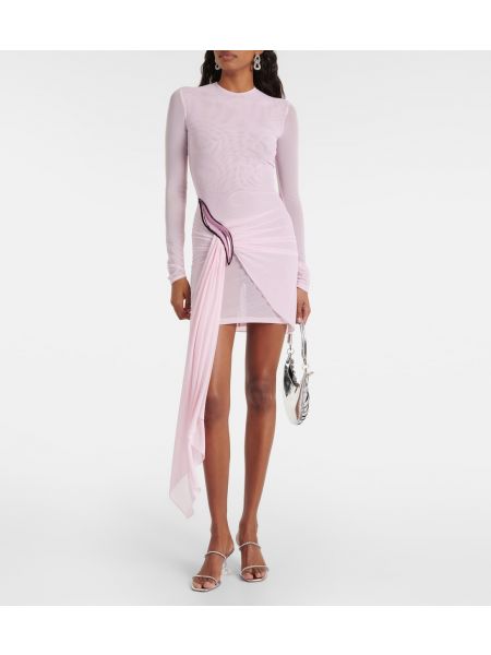 Асимметричное платье мини с драпировкой David Koma розовое