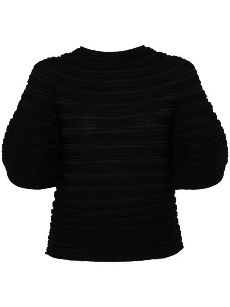 Plisseret strikket top Pleats Please Issey Miyake sort