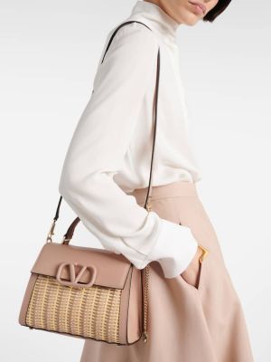 Kožna shopper torbica Valentino Garavani ružičasta