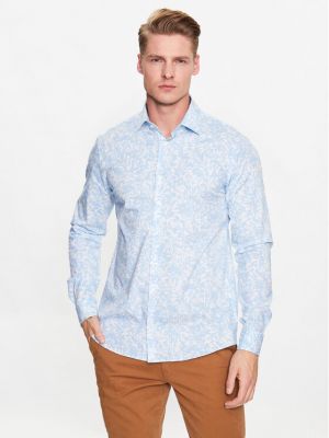 Raštuota marškiniai slim fit Calvin Klein mėlyna