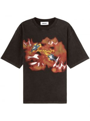 Abstraktas kokvilnas t-krekls ar apdruku Ambush melns