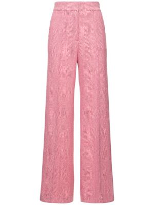 Tvídové vlněné kalhoty relaxed fit Maria De La Orden růžové