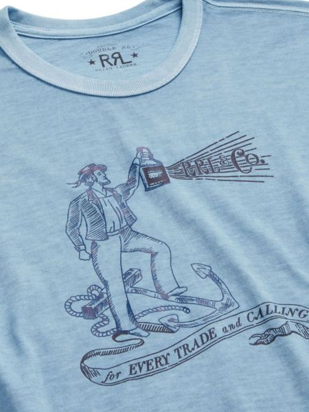 T-shirt aus baumwoll mit print Ralph Lauren Rrl blau