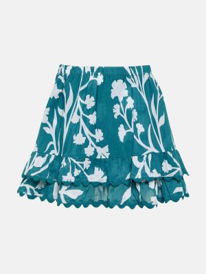 Mini spódniczka bawełniana z nadrukiem Juliet Dunn niebieska