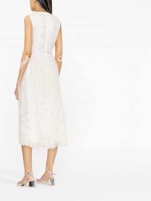 Midi šaty s korálky Self-portrait bílé