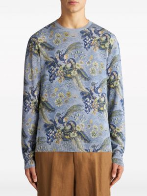 Žakardinis medvilninis megztinis Etro mėlyna
