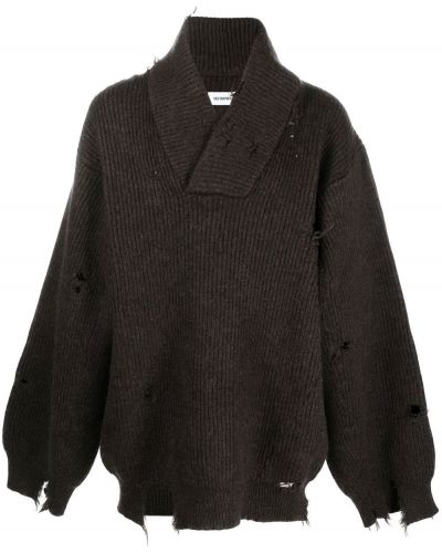Пуловер с v-образно деколте Hed Mayner кафяво