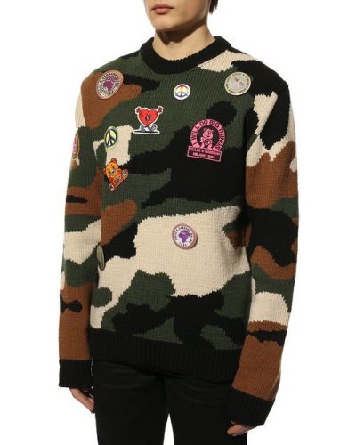 Шерстяной свитер из вискозы Dolce & Gabbana хаки