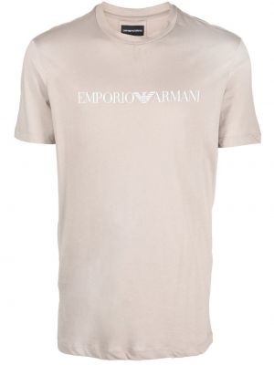 Marškinėliai apvaliu kaklu Emporio Armani smėlinė