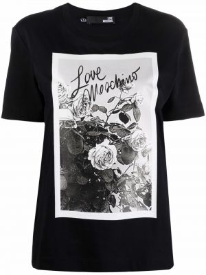 Camiseta de flores con estampado Love Moschino negro