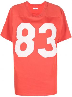 Βαμβακερή μπλούζα με σχέδιο με λαιμόκοψη v Erl κόκκινο