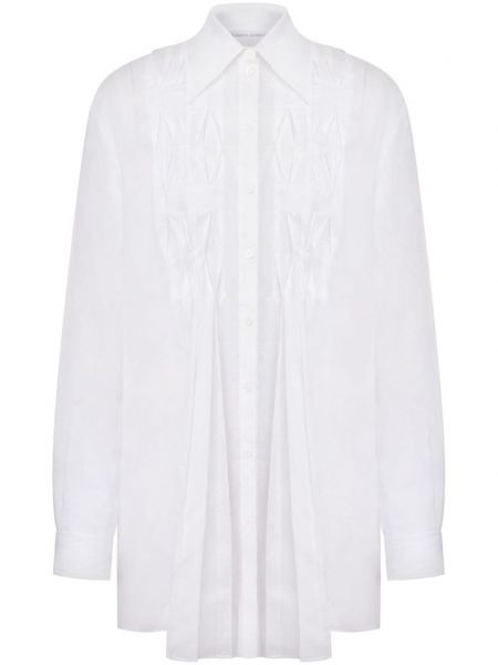 Plisovaná bavlnená košeľa Alberta Ferretti biela