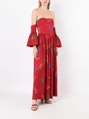 Sukienka w kwiatki z nadrukiem Isolda czerwona