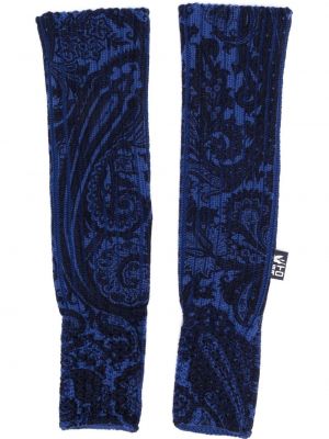 Mănuși tricotate Etro albastru