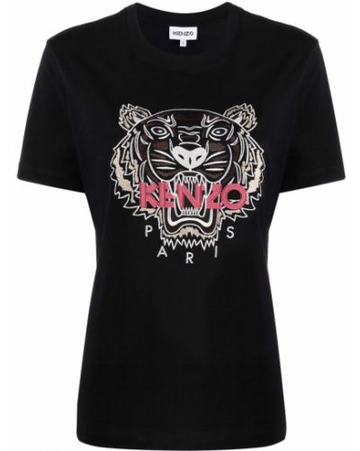 Тениска с принт с тигров принт Kenzo черно