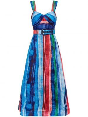 Midi obleka s črtami s potiskom Rebecca Vallance modra