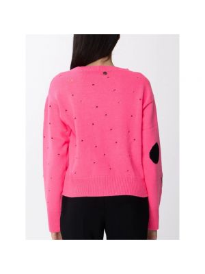Sweter w grochy z długim rękawem Actitude różowy