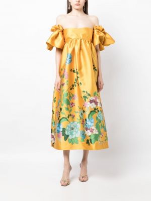 Květinové midi šaty s potiskem Alemais žluté