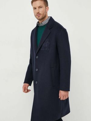 Вовняне пальто Tommy Hilfiger синє