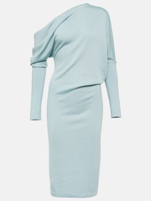 Midi haljina od kašmira Tom Ford plava