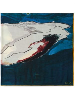 Fular de mătase din cașmir cu imagine Burberry albastru