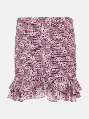Jedwabna mini spódniczka z falbankami Isabel Marant różowa