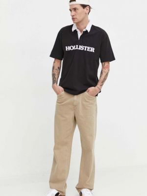 Polo bawełniana Hollister Co. czarna