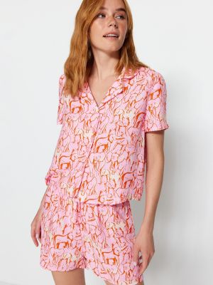 Loomamustriline mustriline pidžaama Trendyol roosa