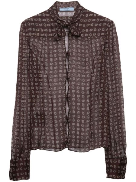 Chiffon langes hemd mit print mit paisleymuster Prada braun