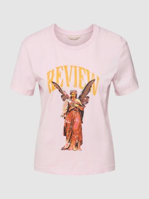 Koszulka z nadrukiem Review różowa