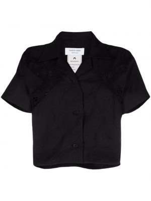 Памучна ленена риза Marine Serre черно