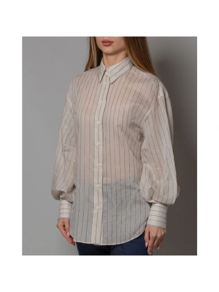 Camisa de seda de algodón Brunello Cucinelli blanco