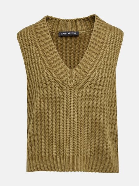 Кашемировый пуловер без рукавов Iris von Arnim зеленый
