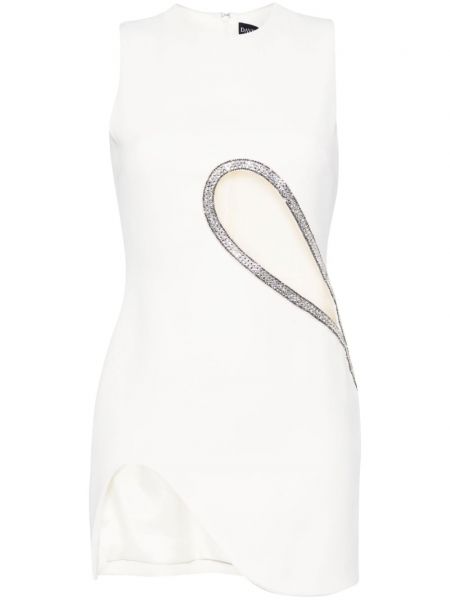 Krištáľové mini šaty David Koma biela