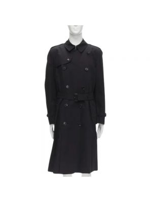 Długi płaszcz bawełniany retro Burberry Vintage czarny