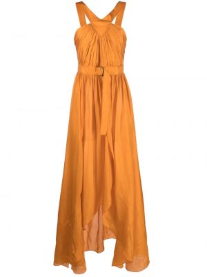 Jedwabna sukienka wieczorowa drapowana Alberta Ferretti pomarańczowa
