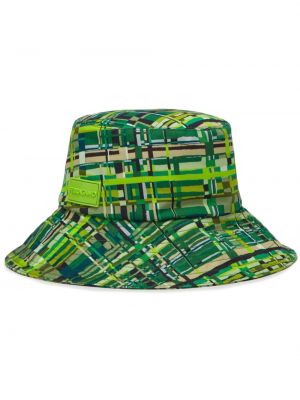 Карирана памучна шапка с принт Ferragamo зелено