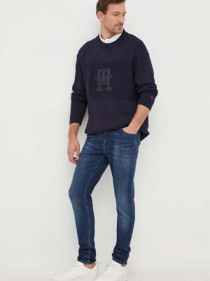 Pamučni pulover Tommy Hilfiger plava